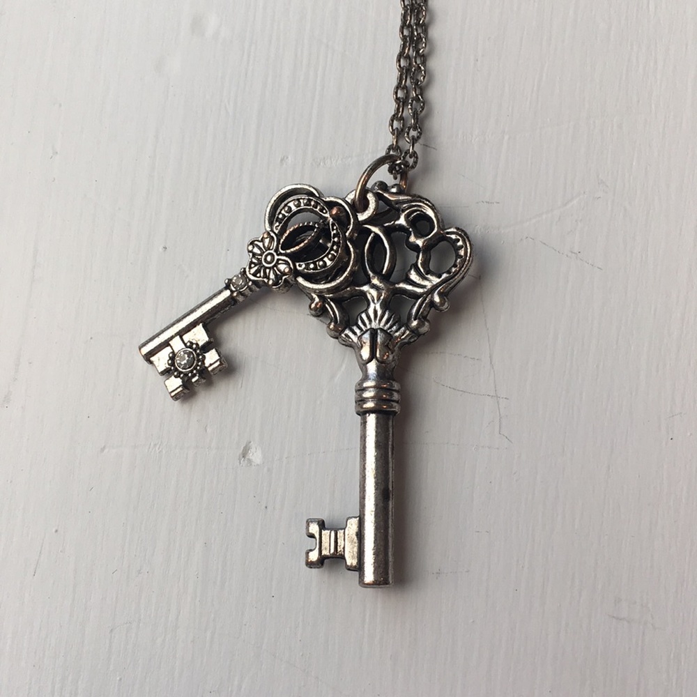 Double Key Silver Necklace